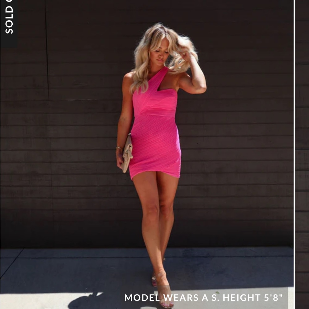 Vici 	Fierce Femme Plisse One Shoulder Mini Dress - Pink small. NEW